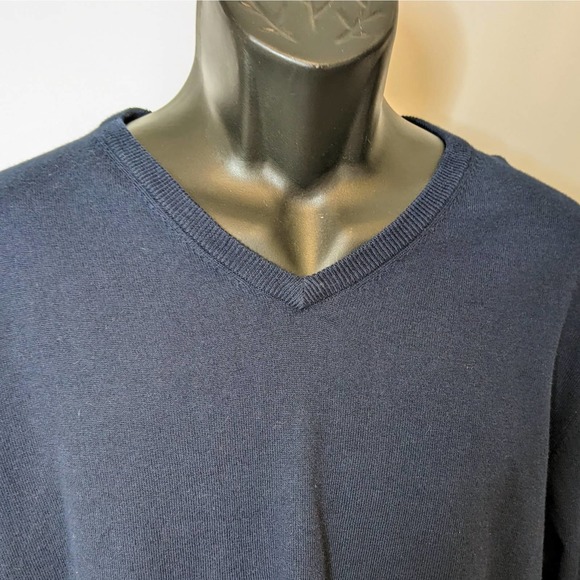 ST. JOHN'S BAY Cotton/Cashmere Navy Blue V-Neck Pullover Sweater Men's Sz L NEW - Picture 3 of 5